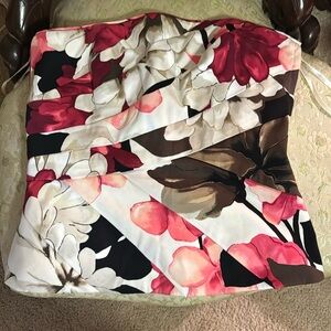 White House Black Market Floral Strapless Top - Red, Pink, Black, White